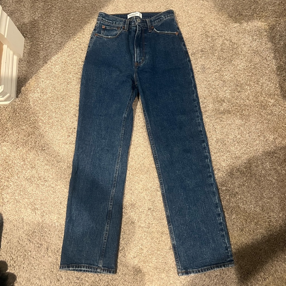 Abercrombie the ankle straight ultra high rise jean